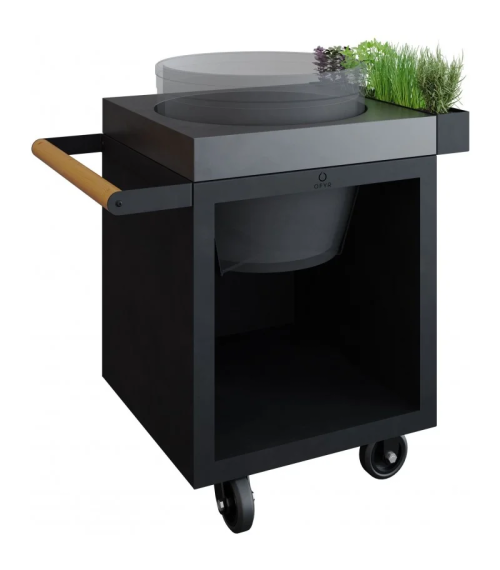 TABLE AVEC PLANCHE EN BÉTON NOIR OFYR 65 PRO POUR KAMADO