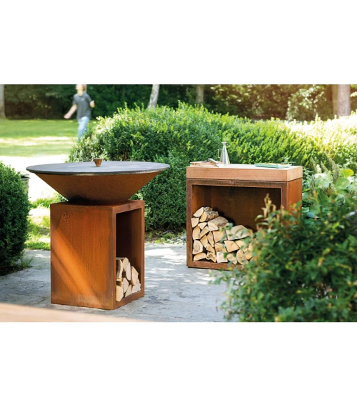 TABLE DE COUPE EN TECK RANGEMENT OFYR BLOC DE BOUCHERIE BBS-90-TW