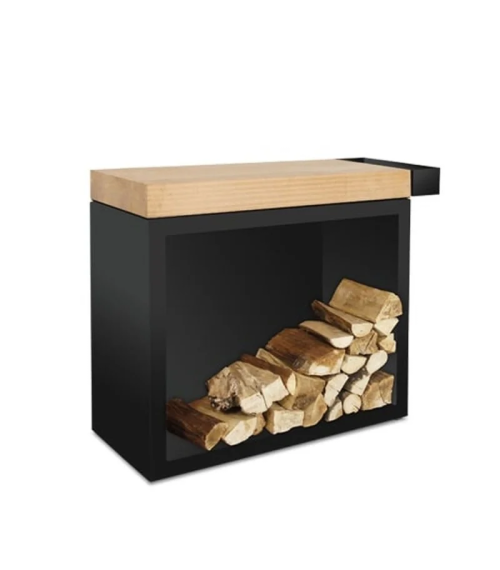 TEAK CUTTING TABLE STORAGE OFYR BUTCHER BLOCK BLACK BBS-90-TW