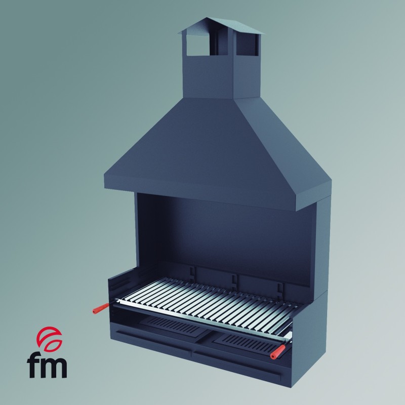BV-102 Barbecue à charbon et bois avec meubles coupe-vent et hotte Fm