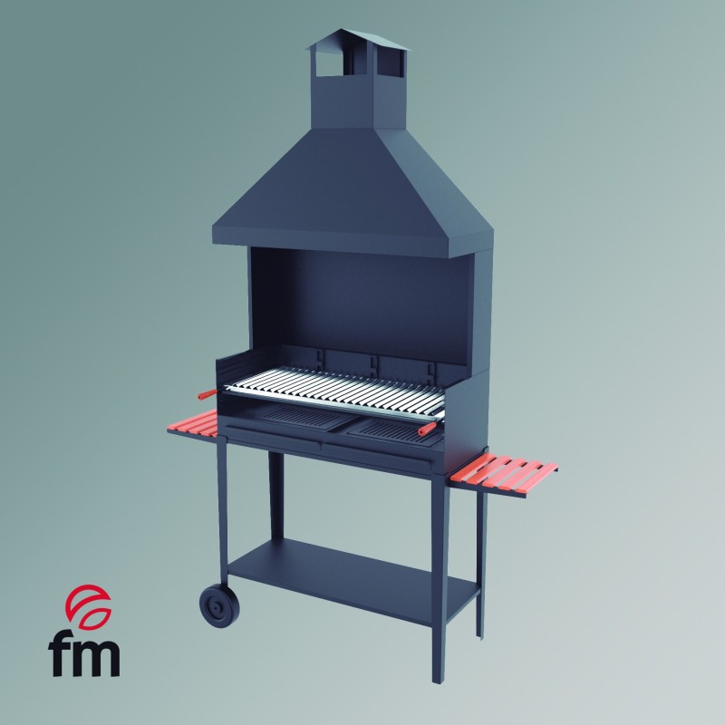 BV-104 Barbacoa de Carbón y Leña con mueble paravientos y campana Fm