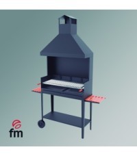 Barbecue à charbon et bois BV-104 avec meubles coupe-vent et hotte Fm