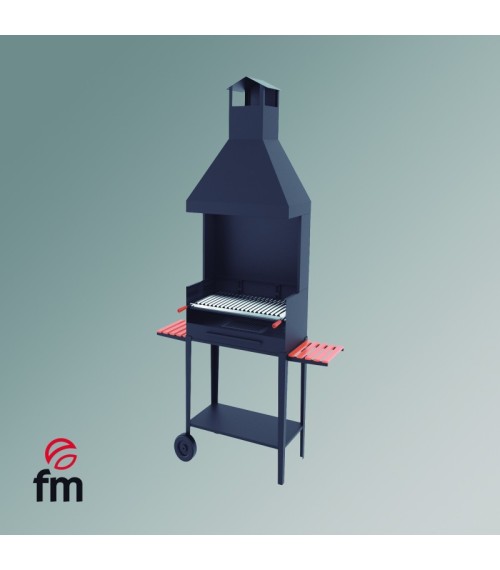 BV-64 Barbacoa de Carbón y Leña con mueble paravientos y campana Fm
