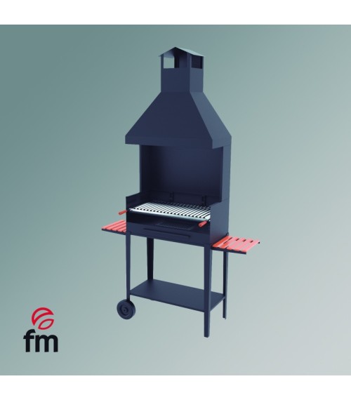 BV-84 Barbacoa de Carbón y Leña con mueble paravientos y campana Fm