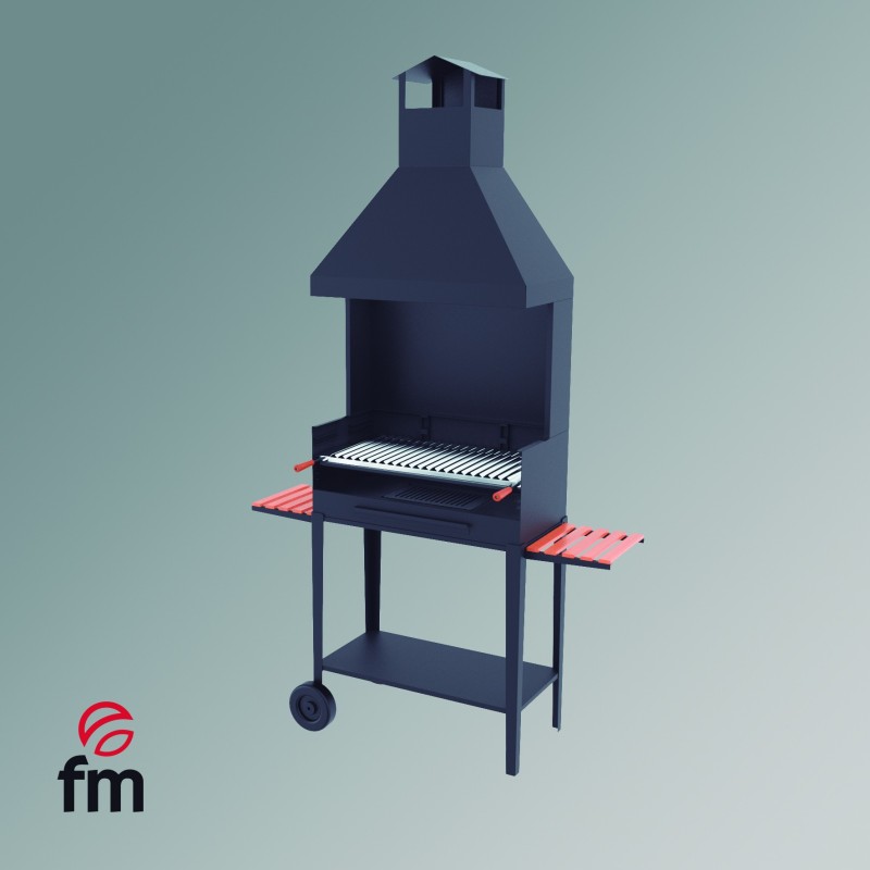 Barbecue à charbon et bois BV-84 avec meubles coupe-vent et hotte Fm