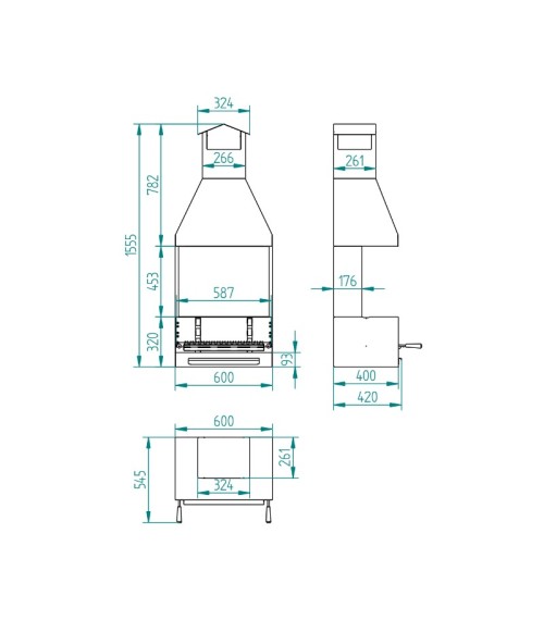 BV-62 Barbacoa de Carbón y Leña con mueble paravientos y campana Fm