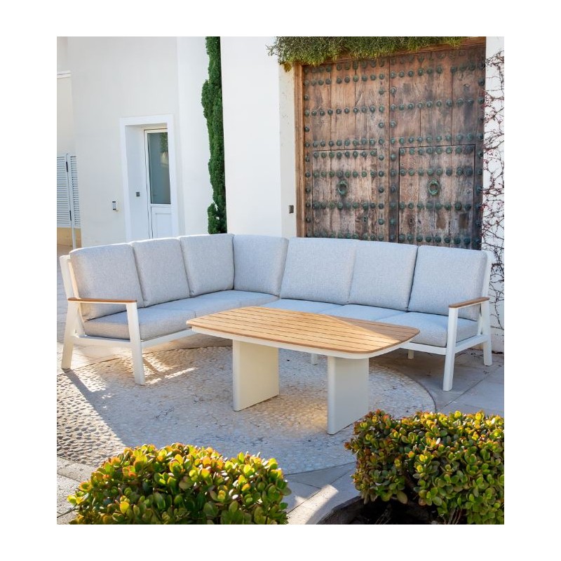 Set divano Suri color tortora, cuscino in alluminio color tortora, Majestic Garden