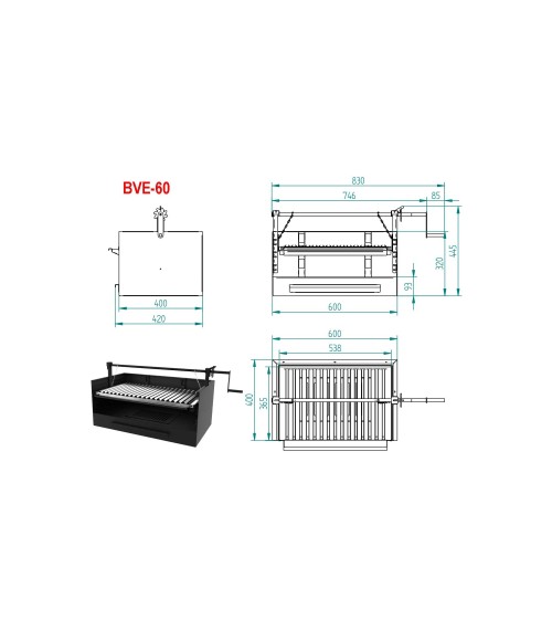 BVE-60 Barbacoa de Carbón y Leña con elevador Fm