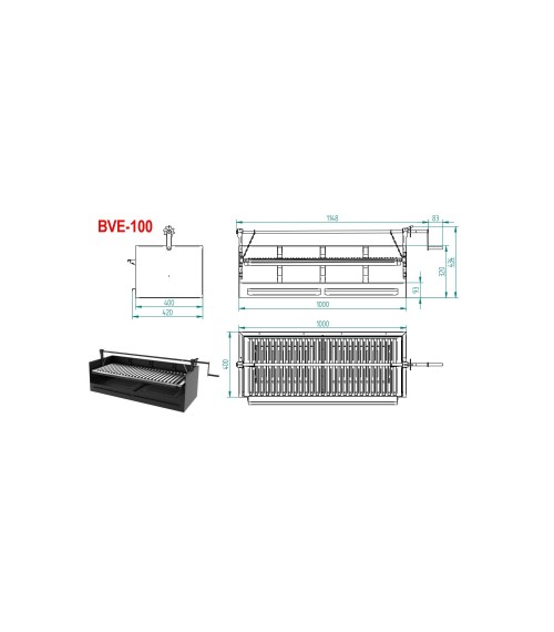 BVE-100 Barbacoa de Carbón y Leña con elevador Fm