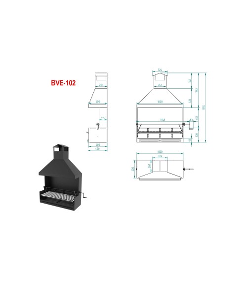 BVE-102 Barbacoa de Carbón y Leña con elevador Fm