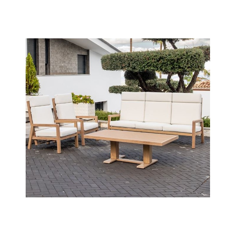 Majestic Garden Milan Sofa Set, Alluminio con Effetto Legno