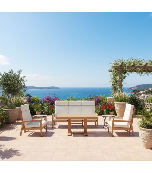 Majestic Garden Milan Sofa Set, Aluminum with Wood Effect