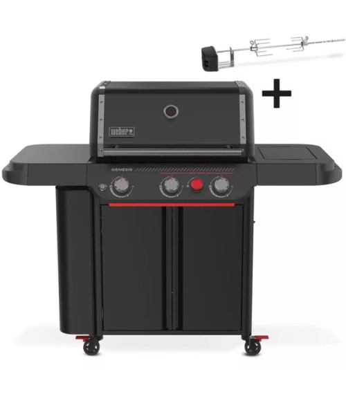Genesis E-330WR Stealth Edition Barbacoa de gas + Asador Weber