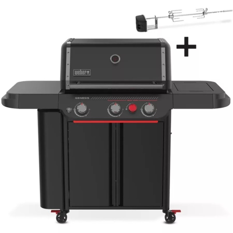 Barbecue a gas Genesis E-330WR Stealth Edition + girarrosto Weber
